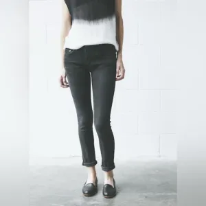 Rag &amp; Bone Mid Rise Cropped Skinny Boyfriend Jeans, Faded Black Wash - Size 24