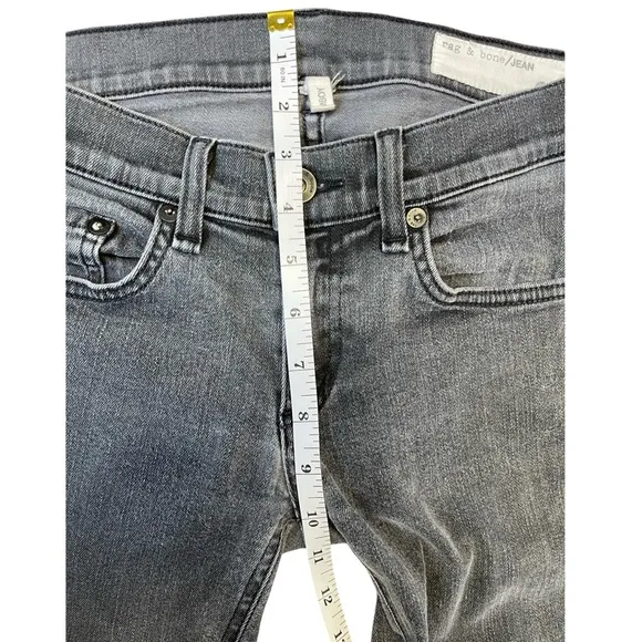 Rag &amp; Bone Mid Rise Cropped Skinny Boyfriend Jeans, Faded Black Wash - Size 24