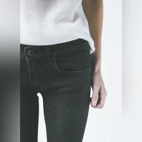 Rag &amp; Bone Mid Rise Cropped Skinny Boyfriend Jeans, Faded Black Wash - Size 24