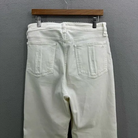 Rag &amp; Bone Nina High-Rise Ankle Cigarette Leg Jean Optic White Size 31