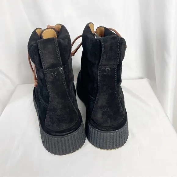 Rag &amp; Bone Sloane Suede Leather Platform Lace Up Boots Black Winter Casual
