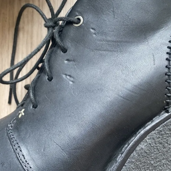 Rag &amp; Bone Wedge Booties Odval Desert Black Leather Distressed Suede