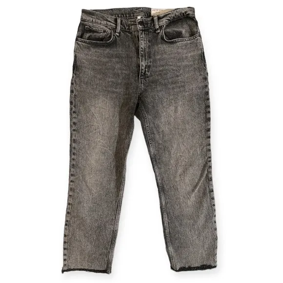 RAG &amp; BONE | Wren High-Rise Straight Cropped Jeans in Harley: black/grey wash