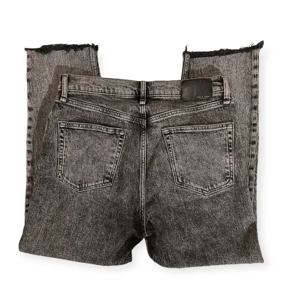 RAG &amp; BONE | Wren High-Rise Straight Cropped Jeans in Harley: black/grey wash