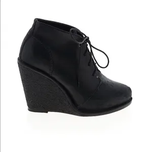 RAG &amp; BONE Black Wedge Leather Bootie Ankle Boot Distressed Odval Desert Size 7