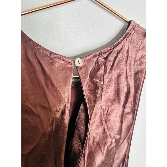 RAILS Women's Brown Satin Gabriella Sleeveless Slip Style Midi Dress Size XS