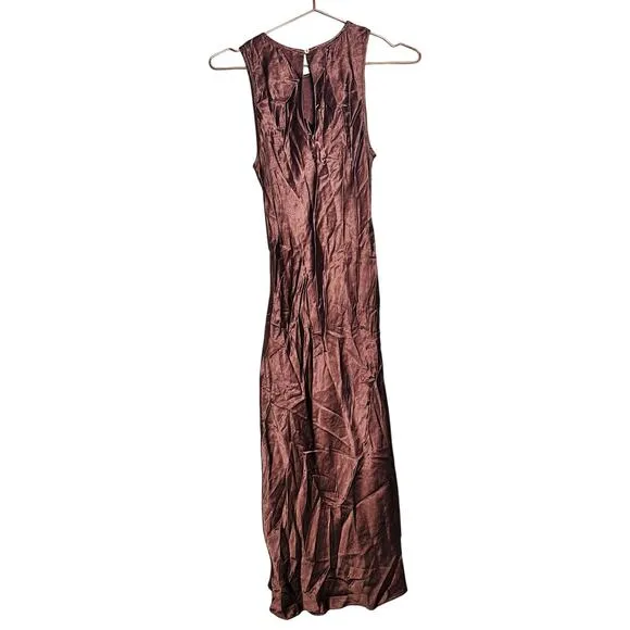 RAILS Women's Brown Satin Gabriella Sleeveless Slip Style Midi Dress Size XS