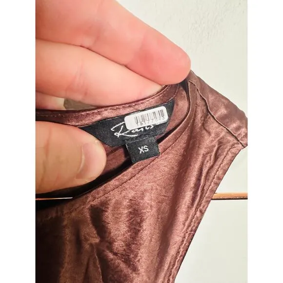 RAILS Women's Brown Satin Gabriella Sleeveless Slip Style Midi Dress Size XS