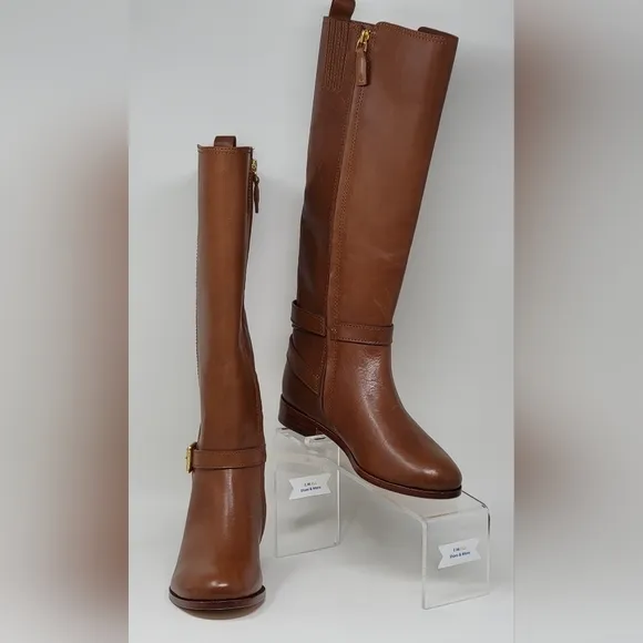 Ralph Lauren Blayke Buckled Riding Boots Brown Saddle Tan Women's Size 5 New