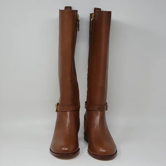 Ralph Lauren Blayke Buckled Riding Boots Brown Saddle Tan Women's Size 5 New