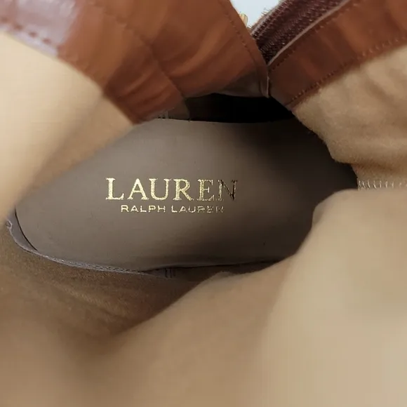Ralph Lauren Blayke Buckled Riding Boots Brown Saddle Tan Women's Size 5 New