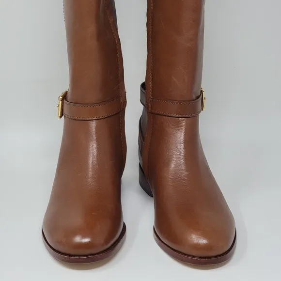 Ralph Lauren Blayke Buckled Riding Boots Brown Saddle Tan Women's Size 5 New