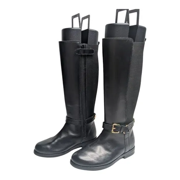 Ralph Lauren Girls Black Leather Buckle Equestrian Tall Riding Boots, 12.5