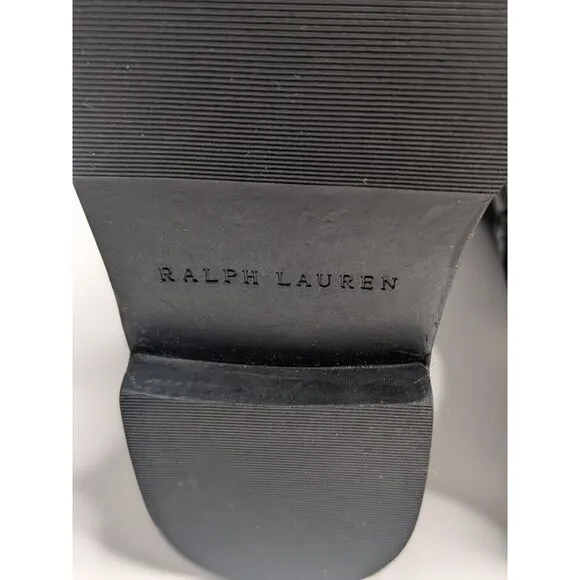 Ralph Lauren Girls Black Leather Buckle Equestrian Tall Riding Boots, 12.5