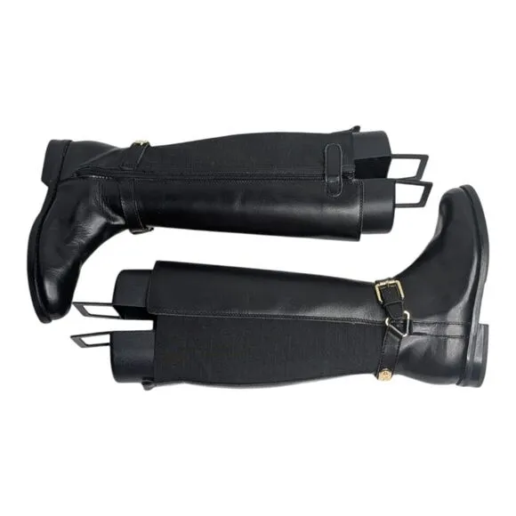Ralph Lauren Girls Black Leather Buckle Equestrian Tall Riding Boots, 12.5