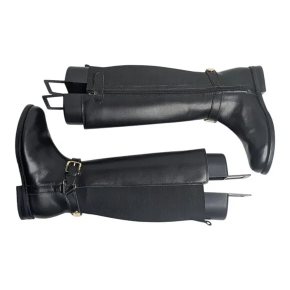 Ralph Lauren Girls Black Leather Buckle Equestrian Tall Riding Boots, 12.5
