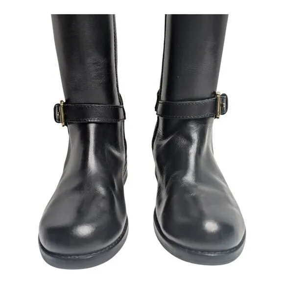 Ralph Lauren Girls Black Leather Buckle Equestrian Tall Riding Boots, 12.5