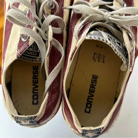 Rare Converse Distressed Aged Look Patriotic Sneakers Mens Size 8 Sz 9.5 Womens