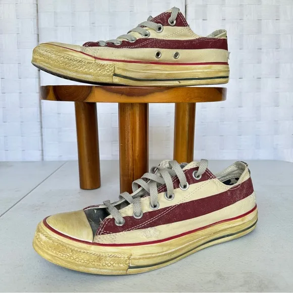 Rare Converse Distressed Aged Look Patriotic Sneakers Mens Size 8 Sz 9.5 Womens