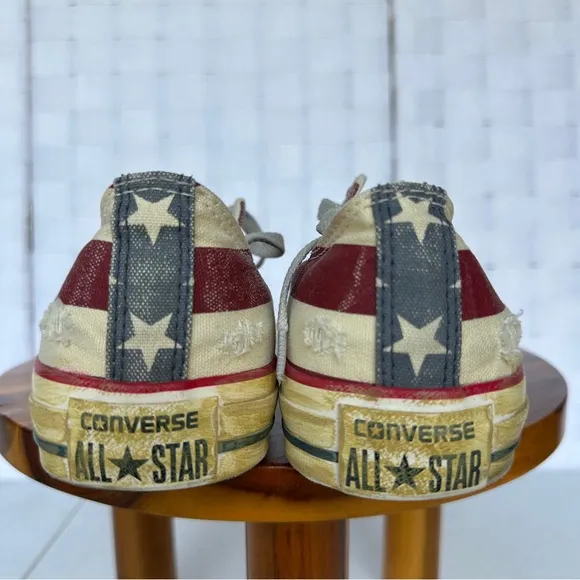 Rare Converse Distressed Aged Look Patriotic Sneakers Mens Size 8 Sz 9.5 Womens