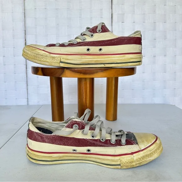 Rare Converse Distressed Aged Look Patriotic Sneakers Mens Size 8 Sz 9.5 Womens