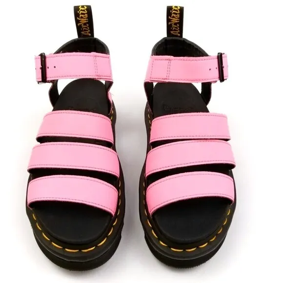 RARE Dr. Martens Pink Lemonade Hydro Leather Strap Sandals
