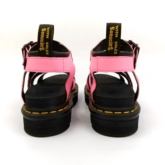 RARE Dr. Martens Pink Lemonade Hydro Leather Strap Sandals