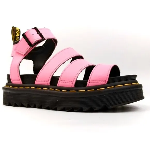 RARE Dr. Martens Pink Lemonade Hydro Leather Strap Sandals