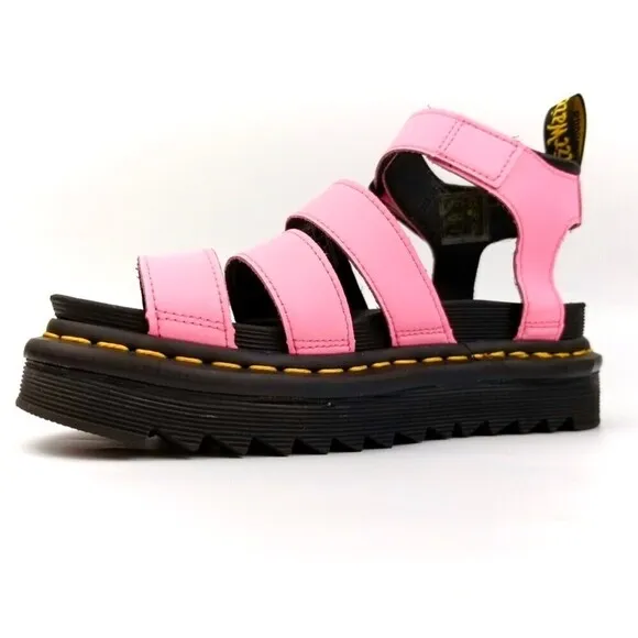 RARE Dr. Martens Pink Lemonade Hydro Leather Strap Sandals