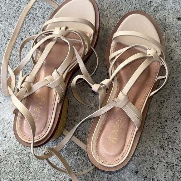 Raye Claudia Heel in Nude platform sandals strappy 6.5