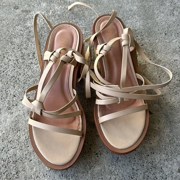 Raye Claudia Heel in Nude platform sandals strappy 6.5