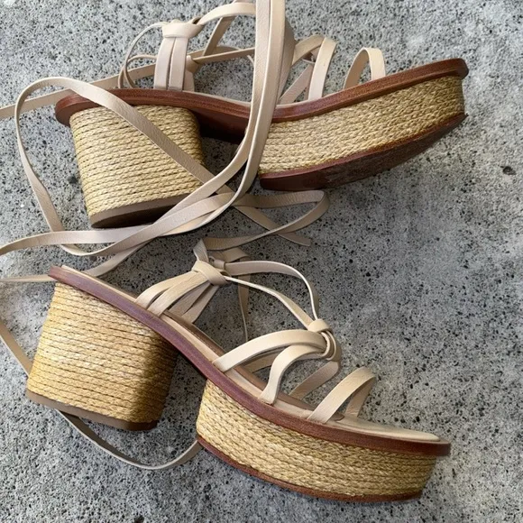Raye Claudia Heel in Nude platform sandals strappy 6.5
