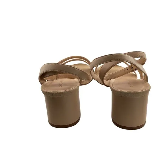 Rebecca Allen The Block Sandy Heeled Sandal Nude IV‎ Size 11 NWB Strappy Block