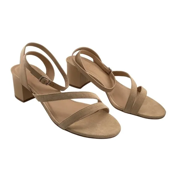 Rebecca Allen The Block Sandy Heeled Sandal Nude IV‎ Size 11 NWB Strappy Block