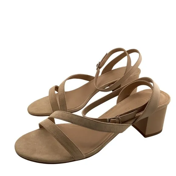Rebecca Allen The Block Sandy Heeled Sandal Nude IV‎ Size 11 NWB Strappy Block