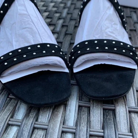 REBECCA MINKOFF Black Lux Kid Suede Sandals
