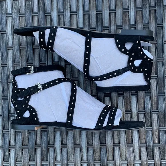REBECCA MINKOFF Black Lux Kid Suede Sandals