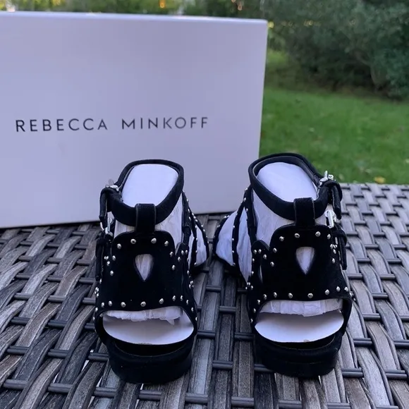 REBECCA MINKOFF Black Lux Kid Suede Sandals