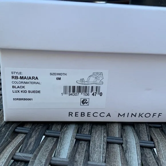 REBECCA MINKOFF Black Lux Kid Suede Sandals