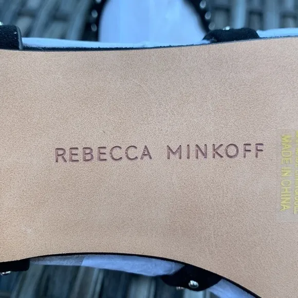 REBECCA MINKOFF Black Lux Kid Suede Sandals