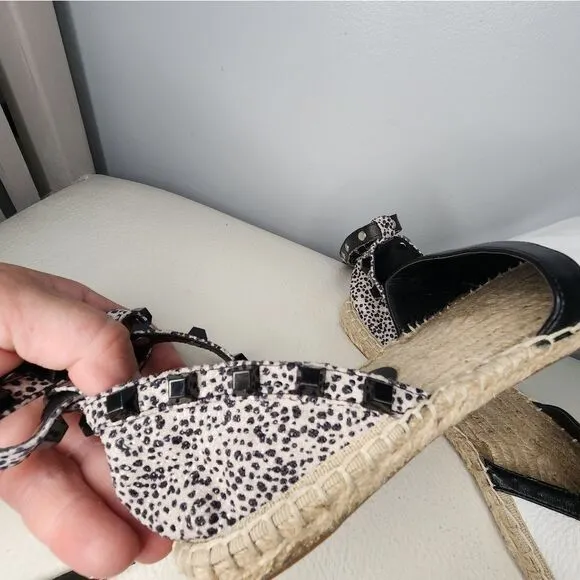 REBECCA MINKOFF GILLES STUDDED LEATHER ESPADRILLE ANKLE STRAP SANDALS SZ 7