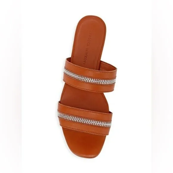 REBECCA MINKOFF Marciann Zipper Leather Mules Size 6.5