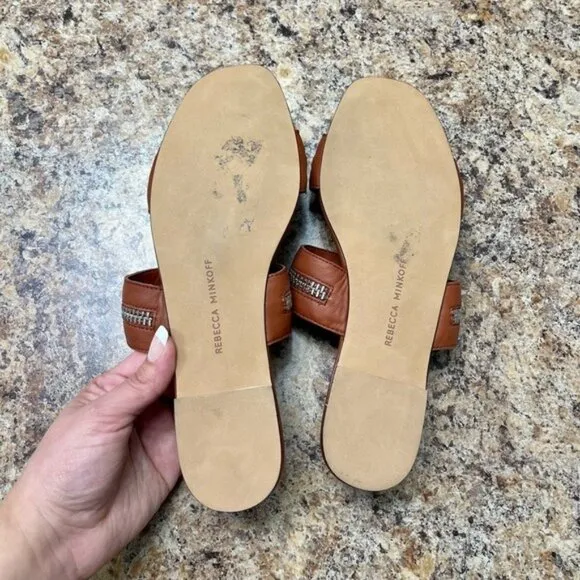 REBECCA MINKOFF Marciann Zipper Leather Mules Size 6.5