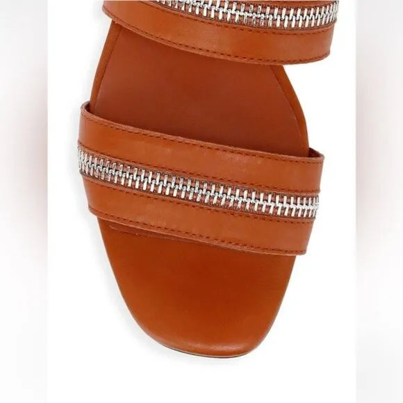 REBECCA MINKOFF Marciann Zipper Leather Mules Size 6.5
