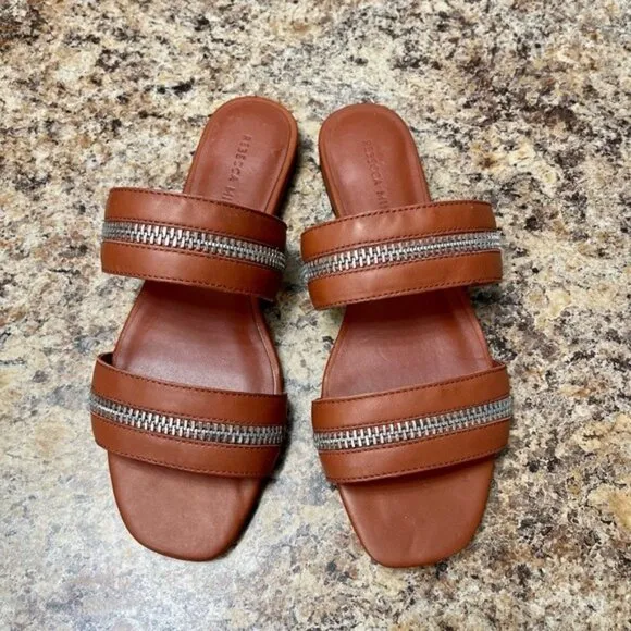 REBECCA MINKOFF Marciann Zipper Leather Mules Size 6.5