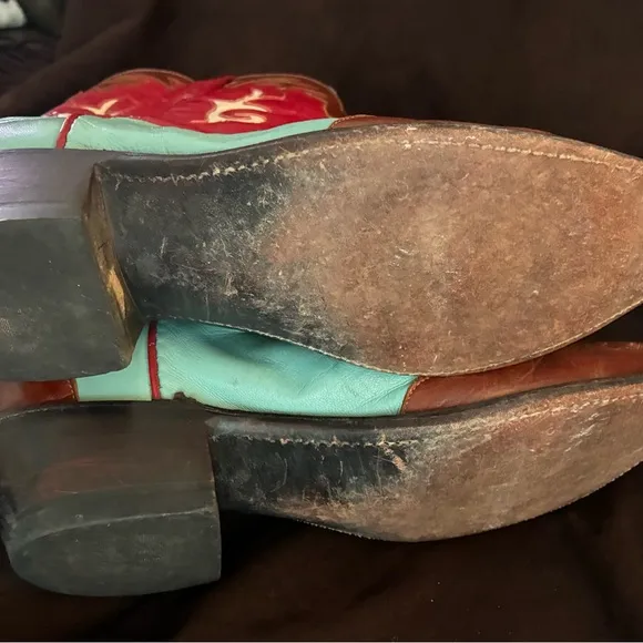 Red and Blue Western Cowboy Boots