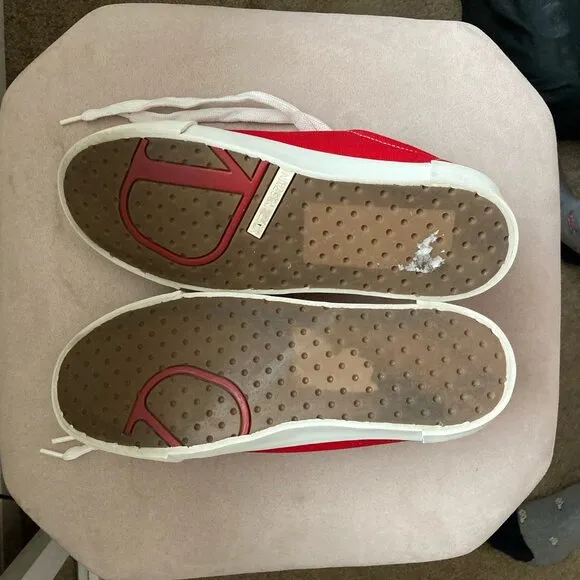 Red canvas sneakers