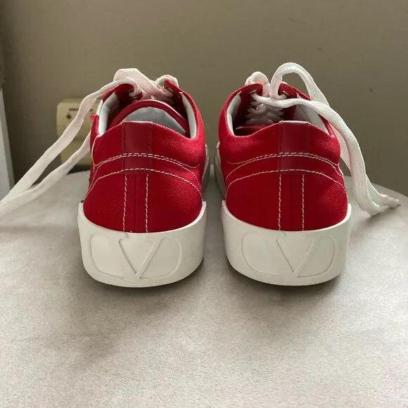 Red canvas sneakers