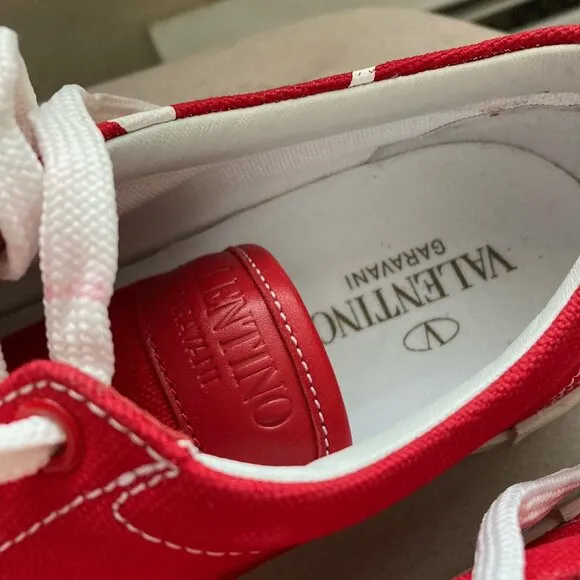 Red canvas sneakers