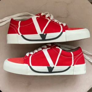 Red canvas sneakers